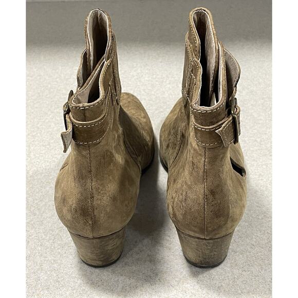 Free People Keyhole Leather Tan Chunky Heel Ankle Boot Women’s Size 6.5 (37) - Picture 3 of 11